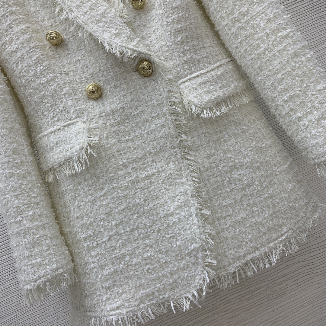 30019 XXL 2024 Milan Runway Autumn Women's outwear Long Sleeve Coat Crew Neck Coat Black White Button Fashion Clothes Womens weiniG23110351