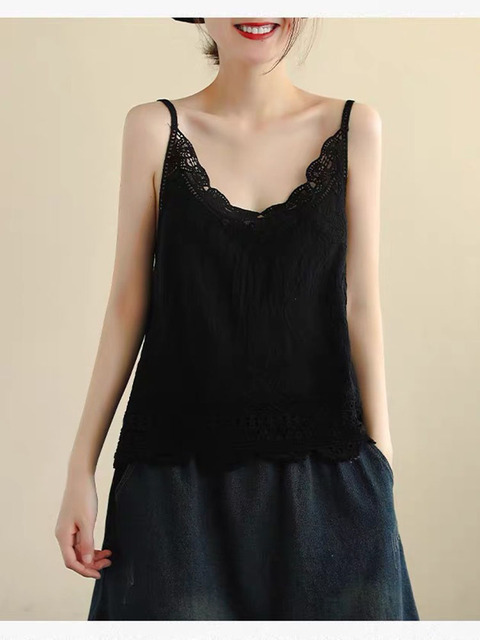 Camisoles Tanks Summer Style Retro Bohemian Embroidery Lace Square Collar Age Reduction All-match Camisole Female Sweet Blouse Women KK520 230426