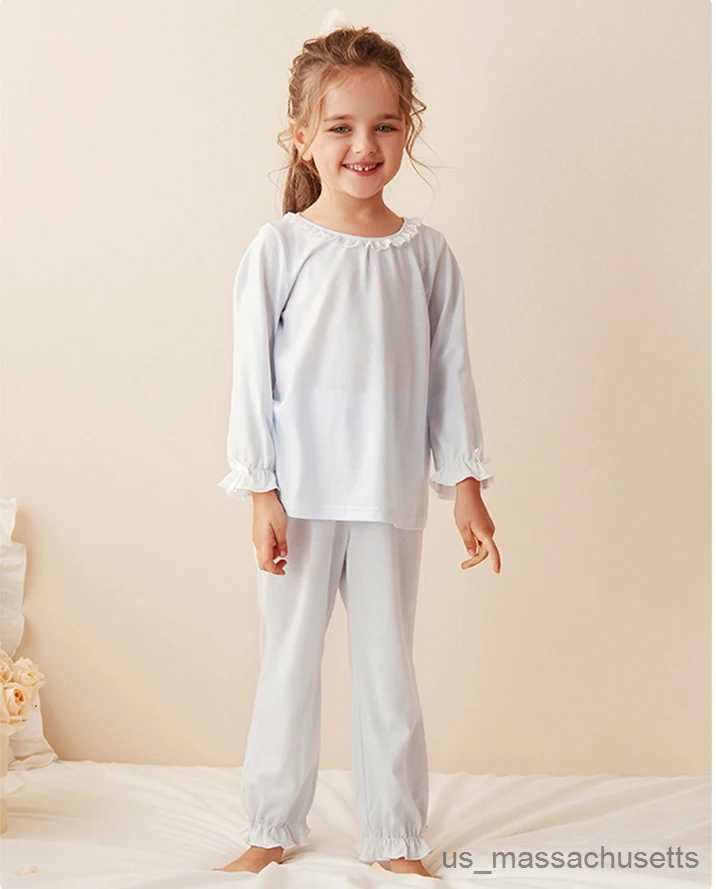 Pajamas New Children Girl's Candy Colors Pajama Sets.Cute Toddler Kid's Round Neck Pyjamas Set Home Sleepwear Suit.Childrens Clothing R23110