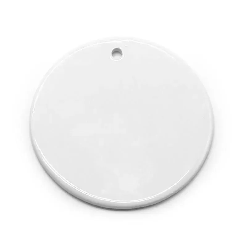 3 inch Christmas Round Sublimation Blank Ceramic Pendant Circle Custom Ornaments Xmas Tree Decors Double Sided Printing Wholesale