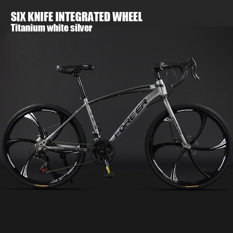 700C Six Knife Road Car Bicycle Racing Variable Speed Disc Brake Male and Female Students Broken Wind Bend Handlebar Bicycle LG22