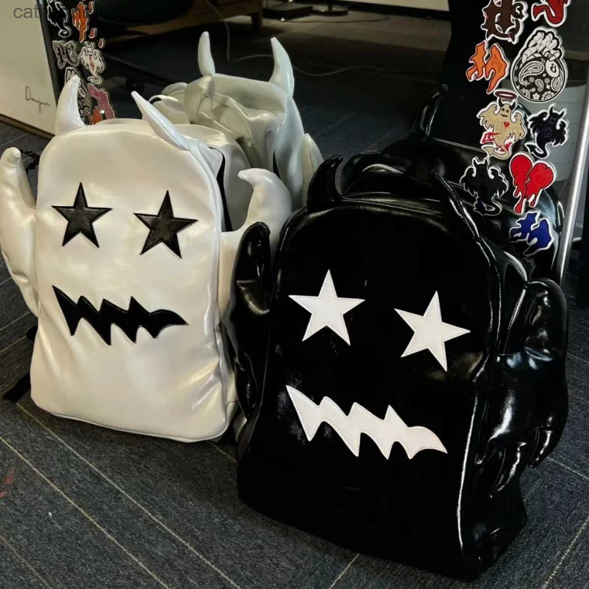 Backpacks Y2k Backpack Cool Devil Boys Girls School Books Bags Large Capacity Laptop Backpacks Vintage Harajuku Soft Rucksack for StudentL231108