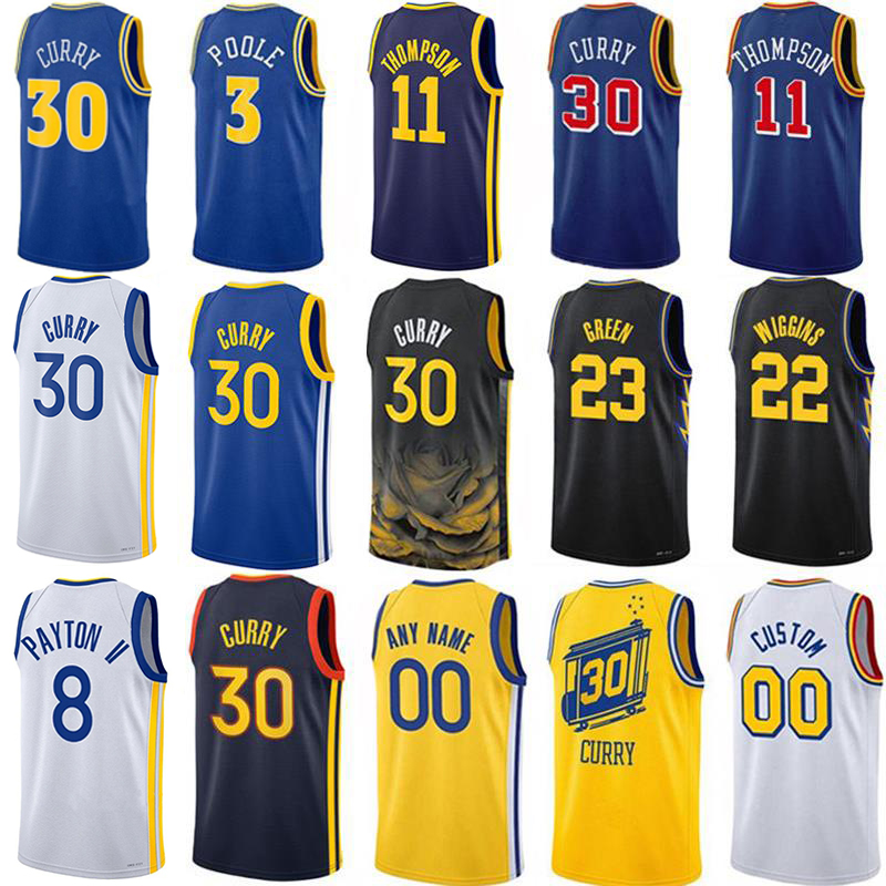 

Stephen Curry Klay Thompson Basketball Jerseys Andrew Wiggins Draymond Green Poole Donte DiVincenzo Kuminga Gary Payton Kevon Looney City Custom Edition Jersey, Colour 13