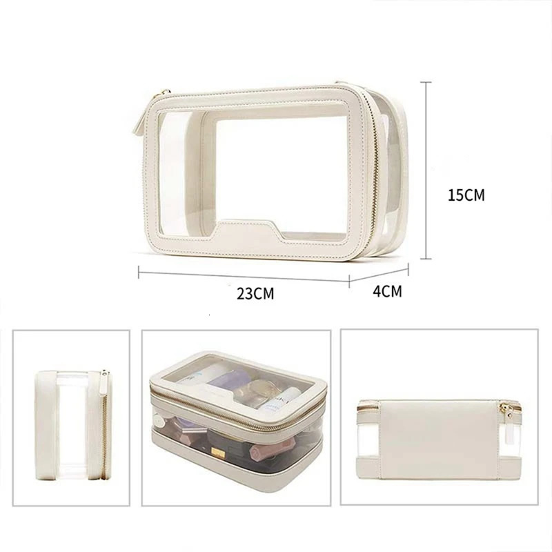 Cosmetic Bags Cases Clear Makeup Case Toiletry Bag Multipurpose Travel Makeup Train Case Portable Cosmetic Organizer Transparent Storage Bag Durable 2