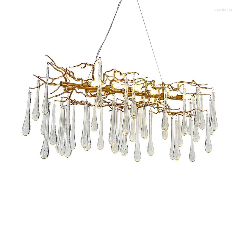 Crystal Chandelier French Lamp Living Room LED Tree Branch Decoration El Restaurant Lights
