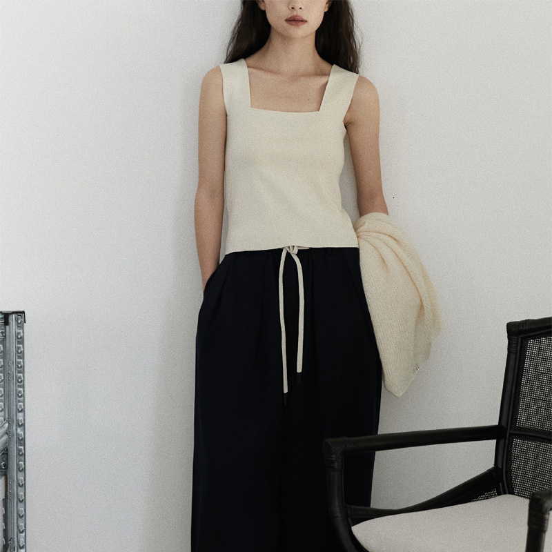 Camisoles Tanks Autumn and winter women's casual solid color slim knitted camisole 230413