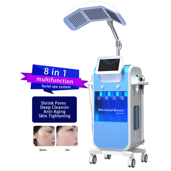 High Performance Face Spa System 8 in 1 Beautydermabrasion Skin Tightening Face Lift Blackhead Acne Removal Aqua Jet Beautyting Pore Cleaning PDT Mach