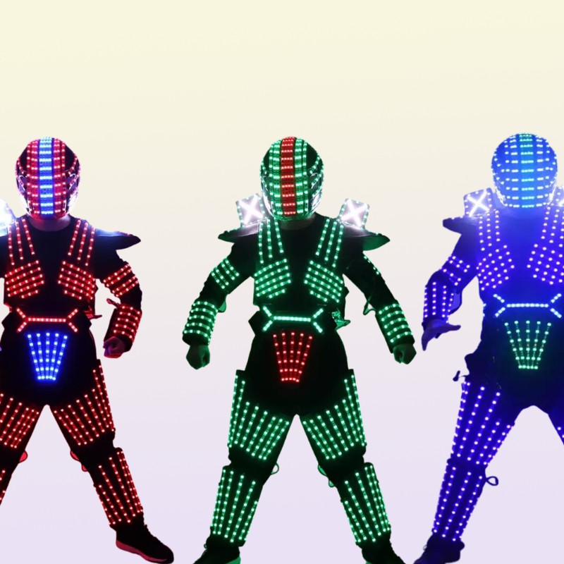 RGB Color LED Growing Robot Suit Costume Men LED Luminous Clothing Dance Wear For Night Clubs Party KTV Supplies
