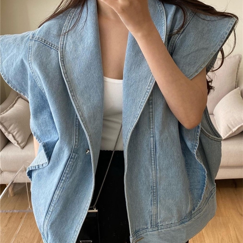 Women's Vests Colorfaith Sleeveless Tank Top Pocket Street Clothing Large Spring/Summer Women's Denim Jeans Jacket Top JKV8973 230408