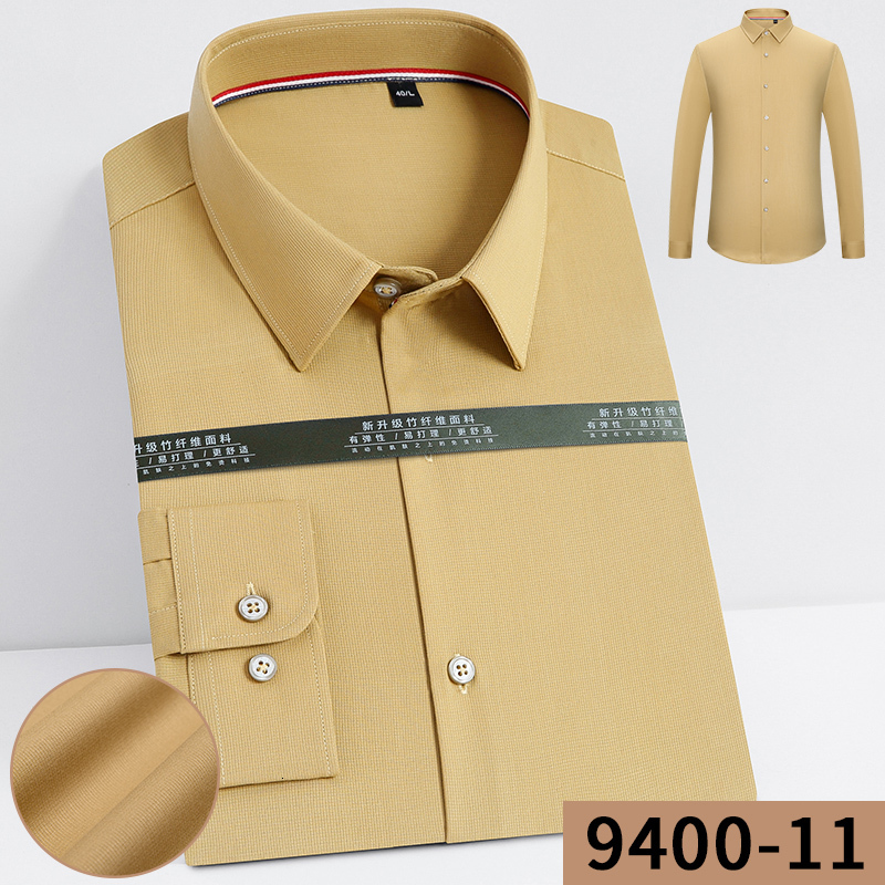 Men s Casual Shirts Fashion Bamboo Fiber Dress For Man Long Sleeved White Blue Classic Male Social Office Work 230407