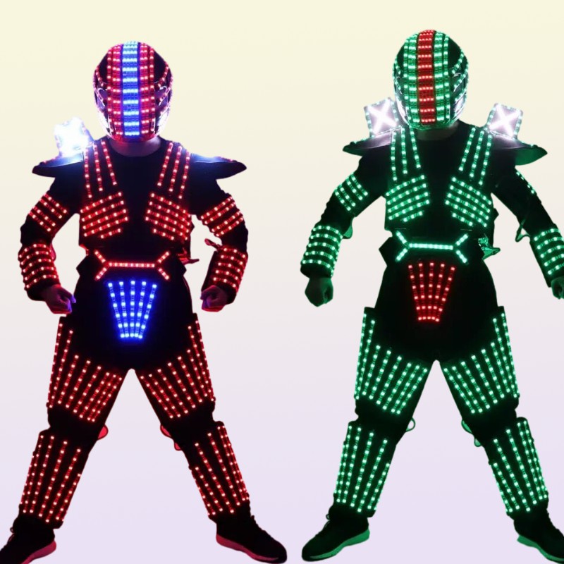 RGB Color LED Growing Robot Suit Costume Men LED Luminous Clothing Dance Wear For Night Clubs Party KTV Supplies