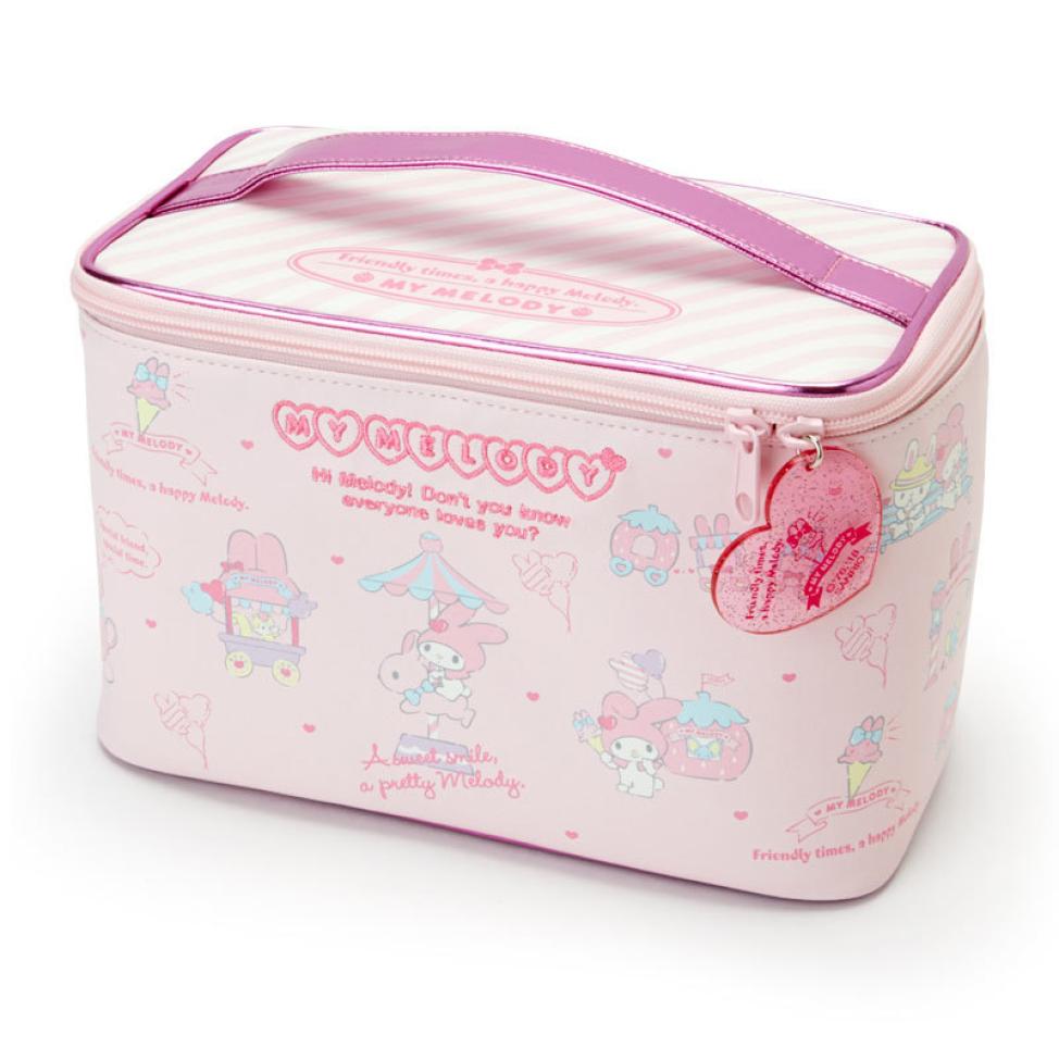 Cartoon My Melody Pink PU Leather Makeup Bag Cosmetic Bags Make Up Box Women Beauty Case Storage Toiletry Bag T200519