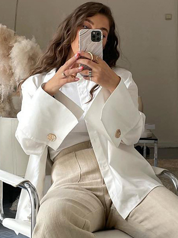 Women s Blouses Shirts Jyate Fashion Woman 2023 Elegant Lapel Long Sleeve Office Lady Casual Loose White Pockets Tops Female Clothing 230407