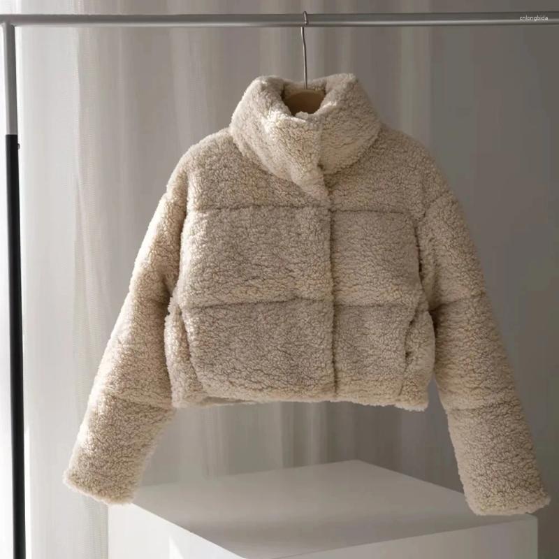 Women's Trench Coats Fleece Jacket Women Fashion Lady Long Sleeves Beige Faux Fur High Street Fall Winter Coat Warm Female Top