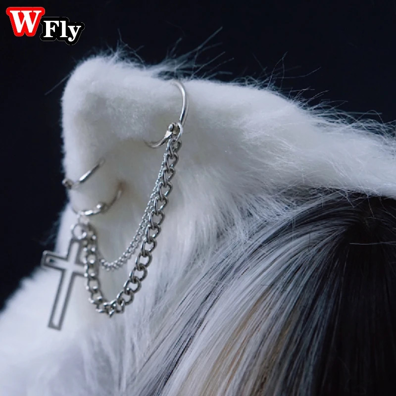 Ear Muffs Y2K Gothic Lolita Women Girls Furry Cat ear Warm Earmuffs female Winter Warmer Lovely Ear Cover Foldable Headband Accessories 231107