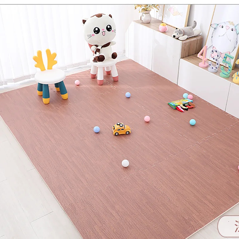Baby Rugs Playmats 24Pcs DIY EVA Foam Floor Mat Interlocking Puzzle Tile Wood Grain Kids Toys Playmat for Yoga Gym Exercise Playground Protection 2311