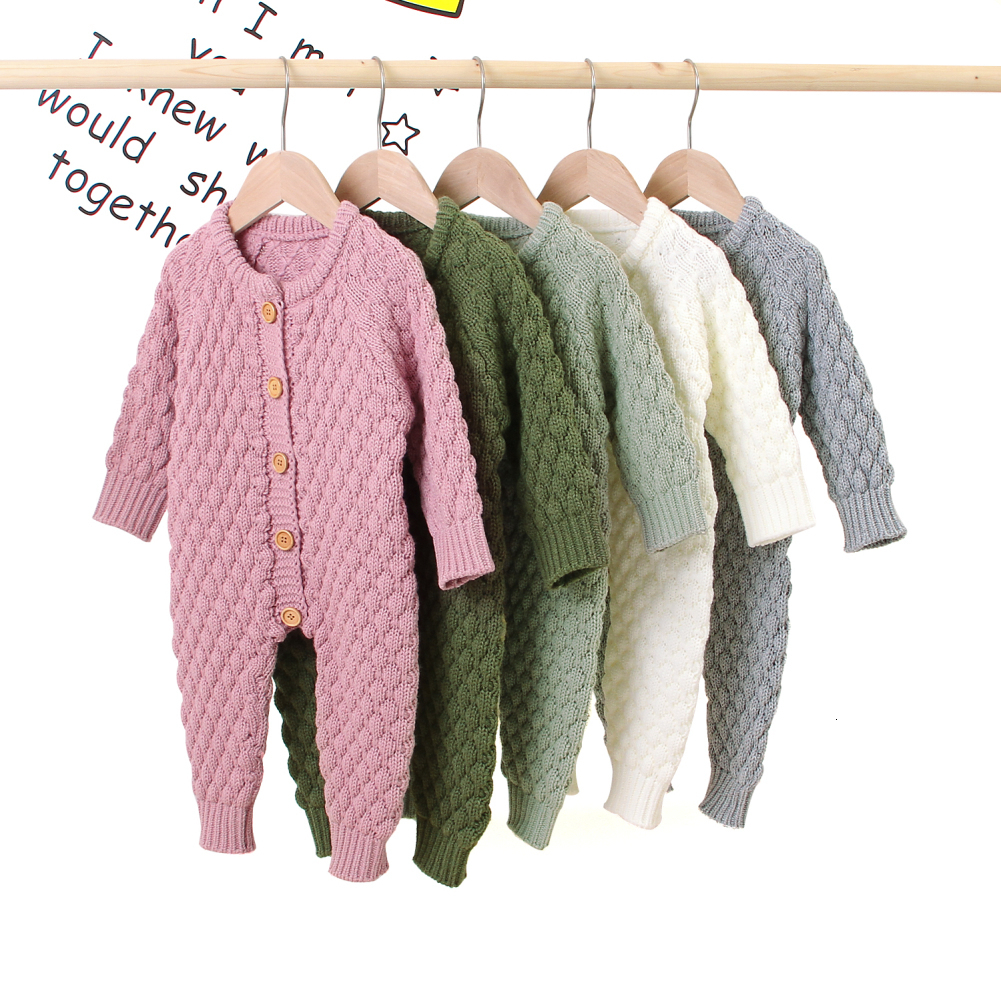 Rompers Autumn Winter Infant Baby Girl Boy Warm Clothes Knitted Sweater Romper Overall Outfit Clothing 230418