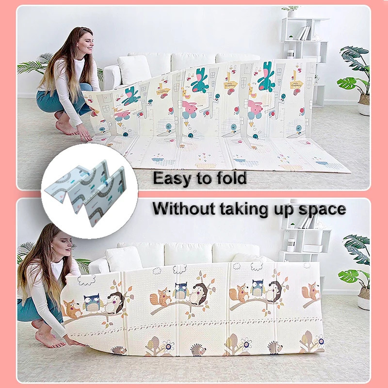 Baby Rugs Playmats Bekobaby 200*180cm XPE Mat Foldable Cartoon Baby Play Mat Kids Waterproof Climbing Pad Puzzle Rug For Children Anti-skid Carpet 231