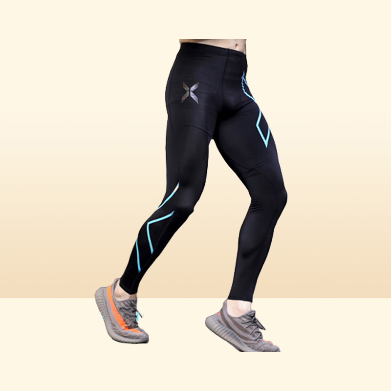 Men Gym Bodybuilding Compression Tight Long Pants Black Trousers Joggers Mallas Hombre Fitness Running Pants 2xu