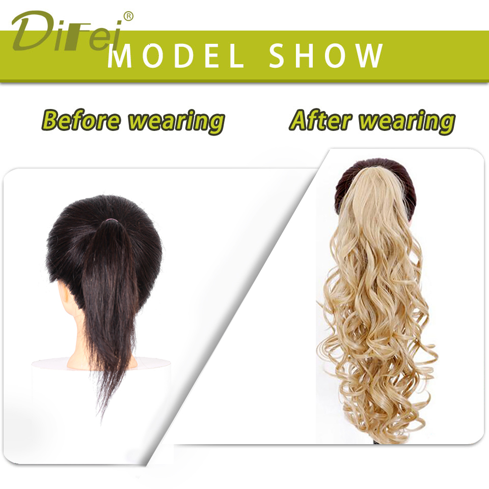 tails DIFEI Synthetic Women Claw on tail Clip in Hair Extensions Wavy Curly Style Tail Hairpiece Black Brown Blonde Hairstyle 230407
