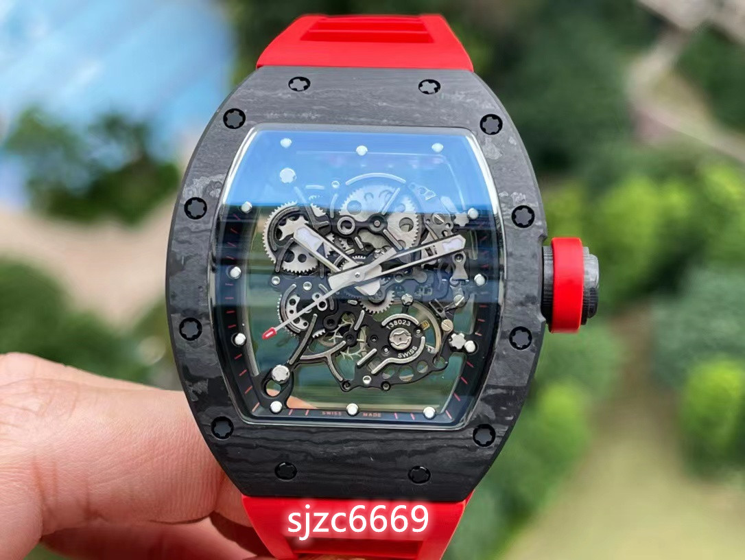 BBR RM055 watch 49.90X42.70X13.5MM with RMUL2 integrated movement NTPT all carbon fiber case sapphire glass mirror Natural rubber watchband, As shown
BBR RM055 watch 49.90X42.70X13.5MM with RMUL2 integrated movement NTPT all carbon fiber case sapphire glass mirror Natural rubber watchband, As shown