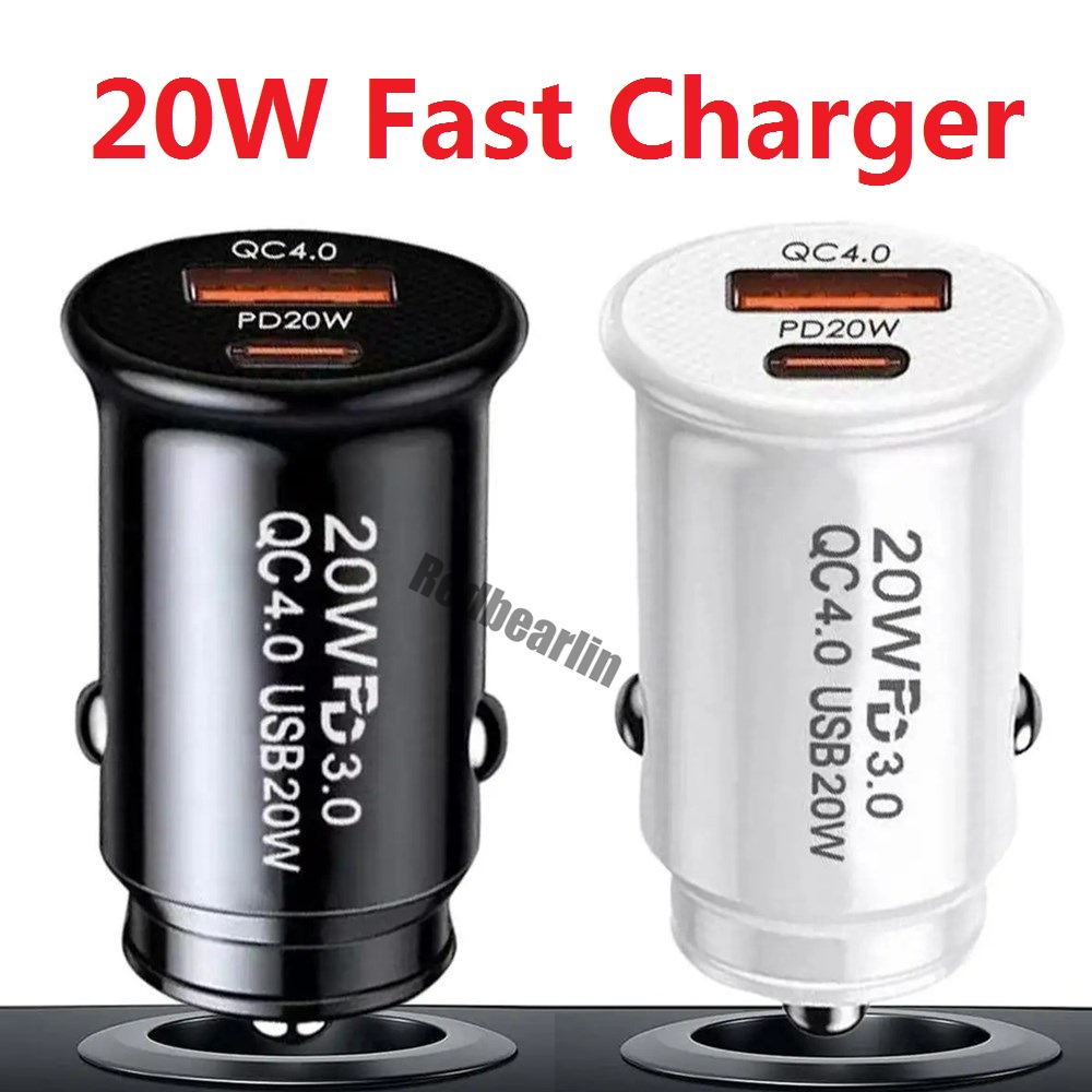 Mini Portable 20W USB C Car Charger Fast Quick Charging 3.1A Vehicle Type-c Car Chargers For IPhone 14 15 pro max Samsung S23 S24 Power Adapters GPS p