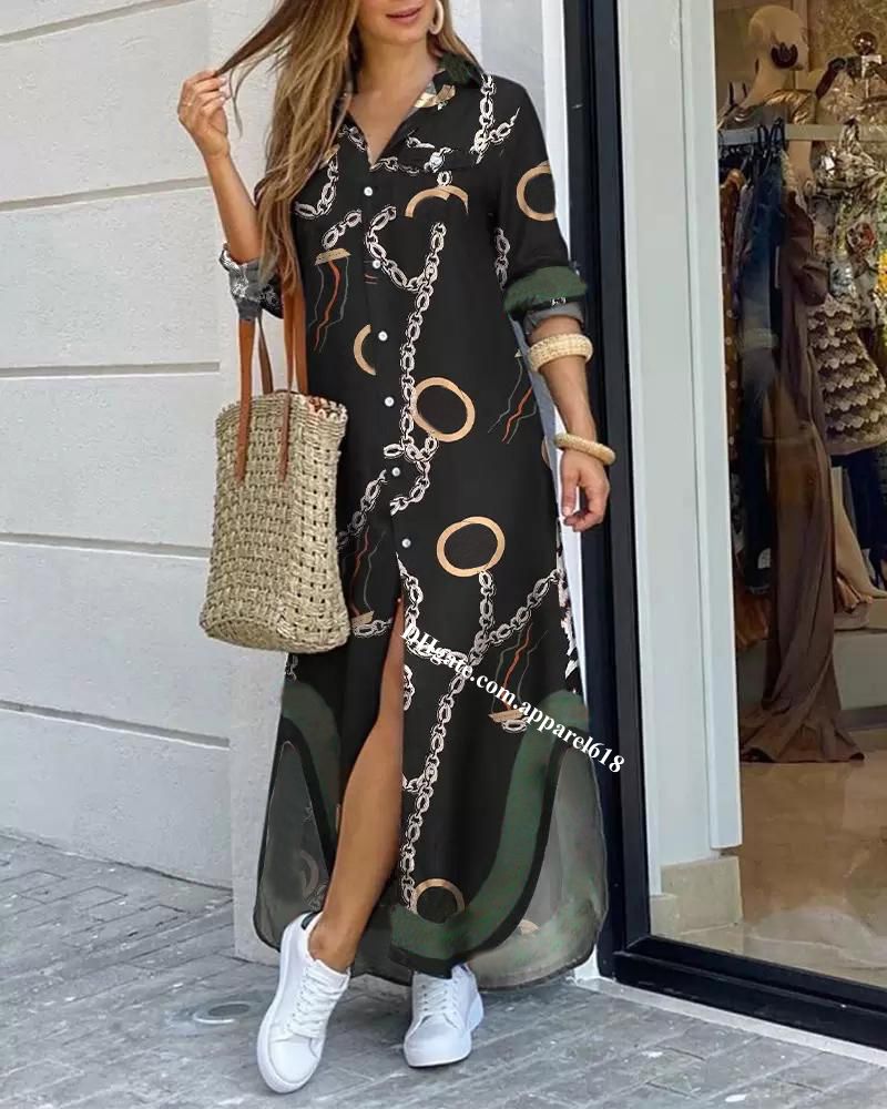 Designer Casual Dresses Elegant shirt maxi fashion sexy clubwear dresses womens dress summer beach party short skirt long sleeve casual woman clothing