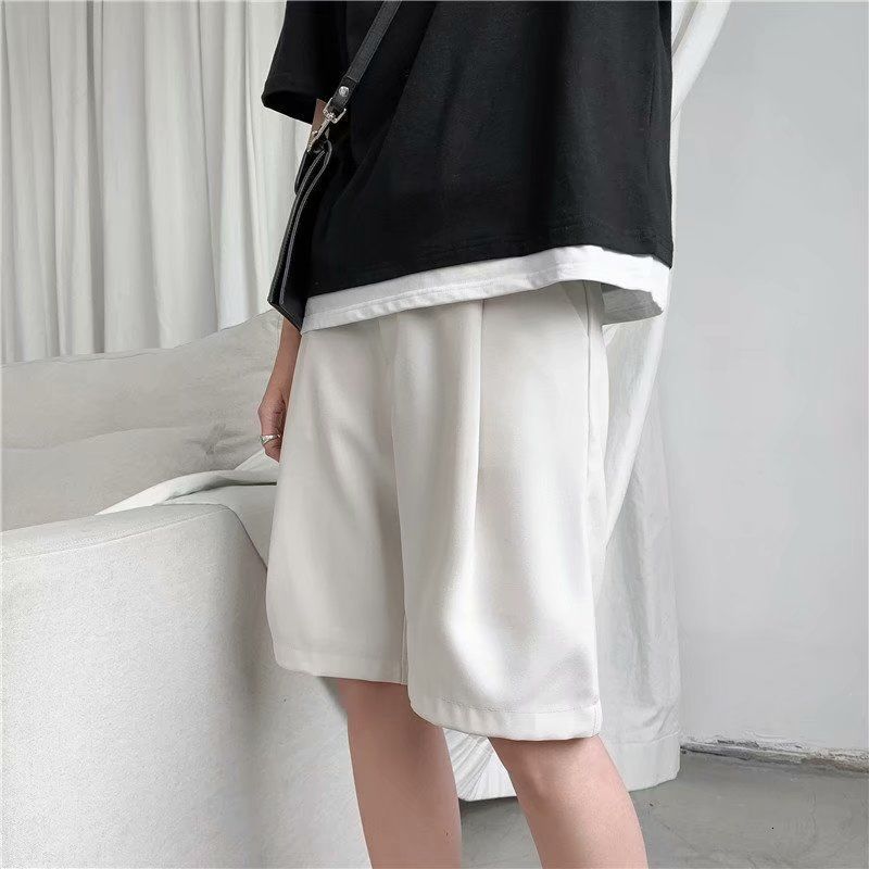 Men's Shorts Summer casual shorts men's fashion solid color business dress shorts men's street clothing loose fitting British style sui