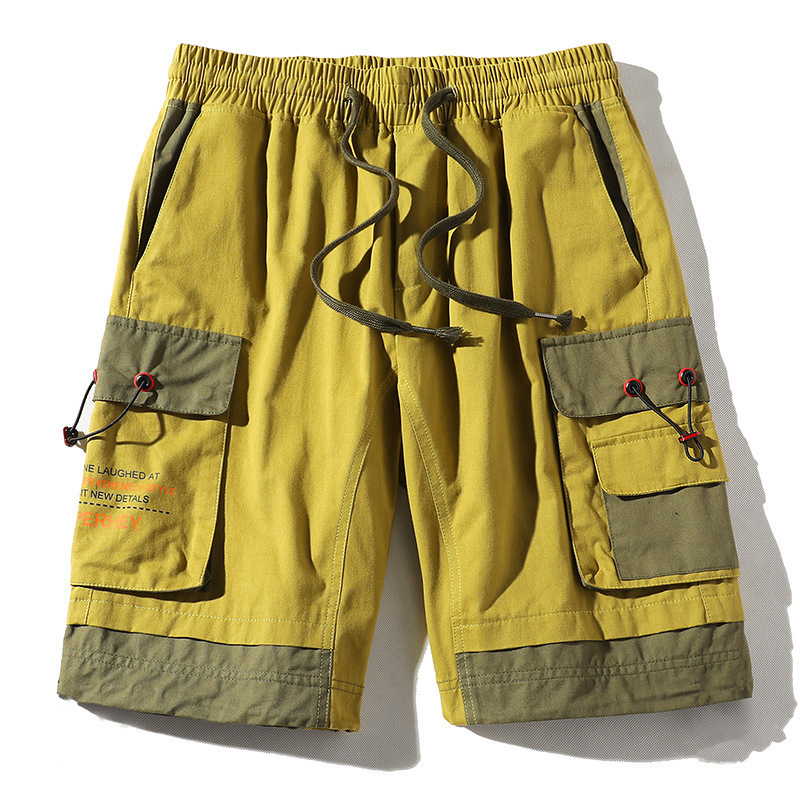 Men's Shorts Summer Commodity Shorts with Pockets Cotton Streetwear Casual Menswear Ribbon Bermuda Shorts Men's 230408