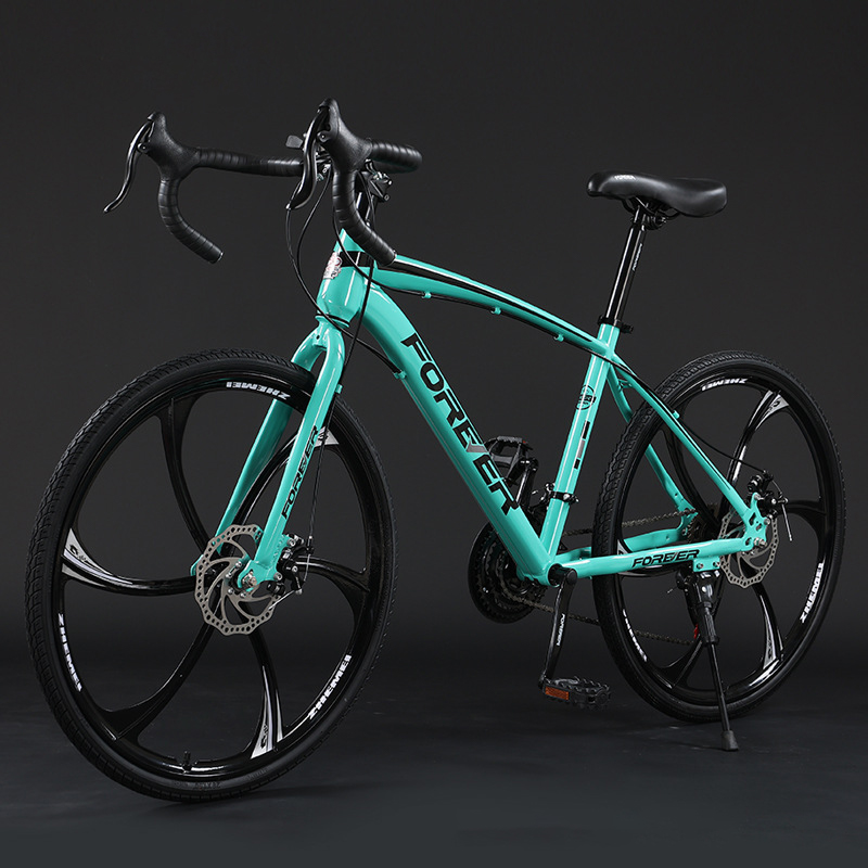 700C Six Knife Road Car Bicycle Racing Variable Speed Disc Brake Male and Female Students Broken Wind Bend Handlebar Bicycle LG22