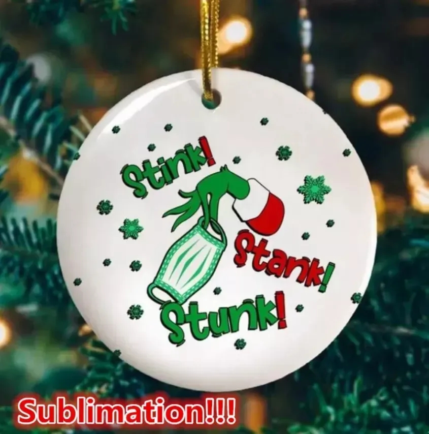 3 inch Christmas Round Sublimation Blank Ceramic Pendant Circle Custom Ornaments Xmas Tree Decors Double Sided Printing Wholesale
