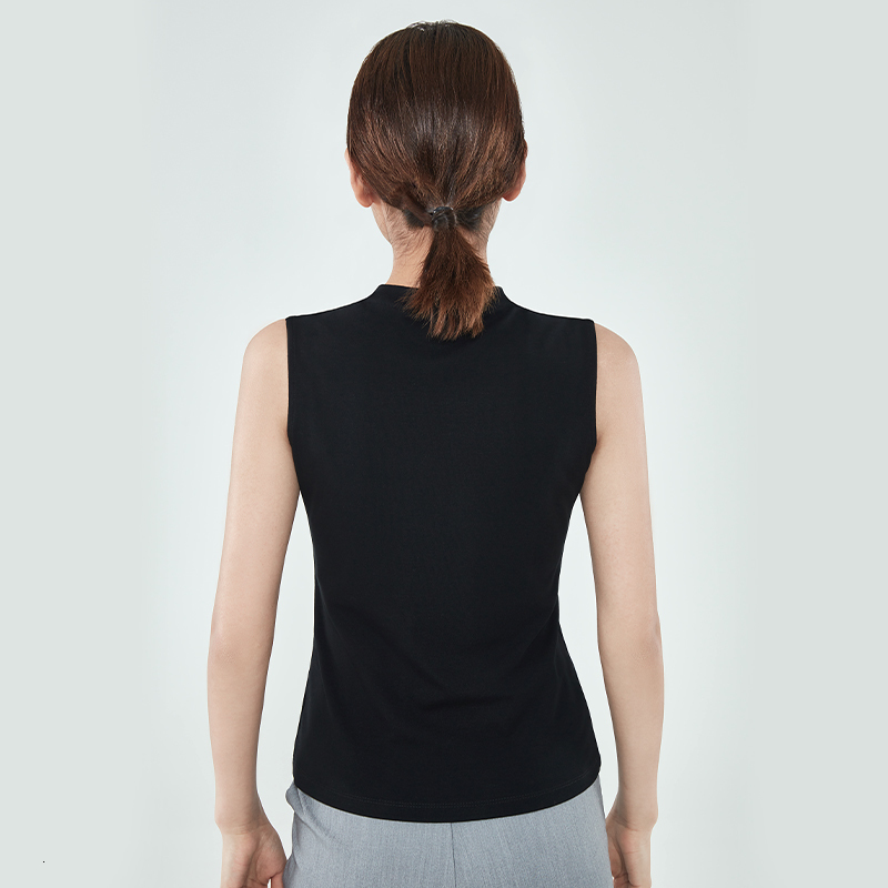 Camisoles Tanks Women's Sleeveless Turtle Neck Women's T-shirt Printed Mesh Women's Spring and Summer Top 230408
