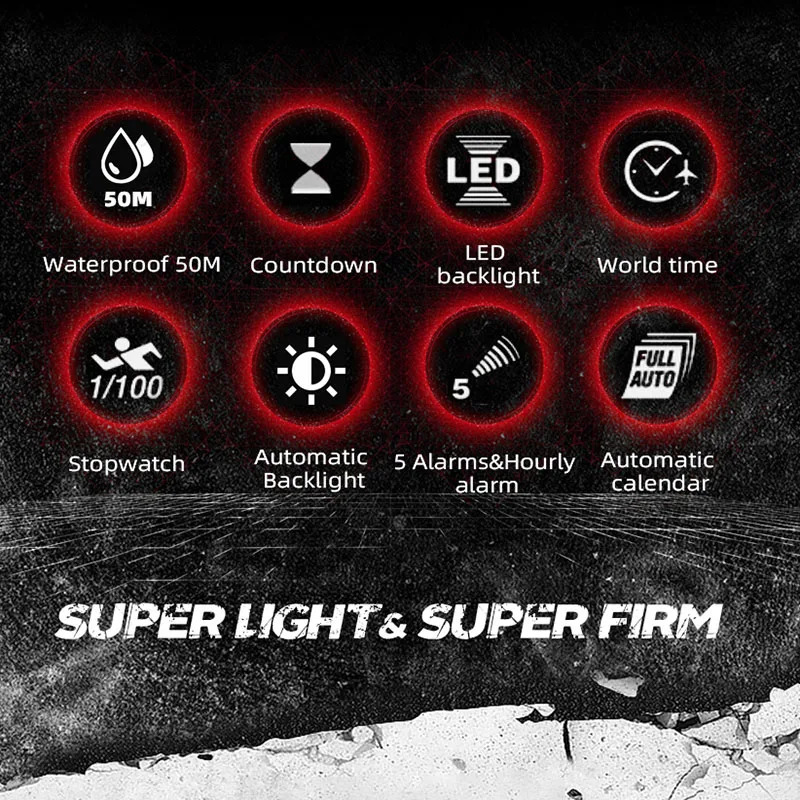 Wristwatches NORTH EDGE Mars 3 Men's Military Watch Digital Carbon Fiber Case For Man Waterproof 50M Sports Watches World Time LED Wristwatch 231