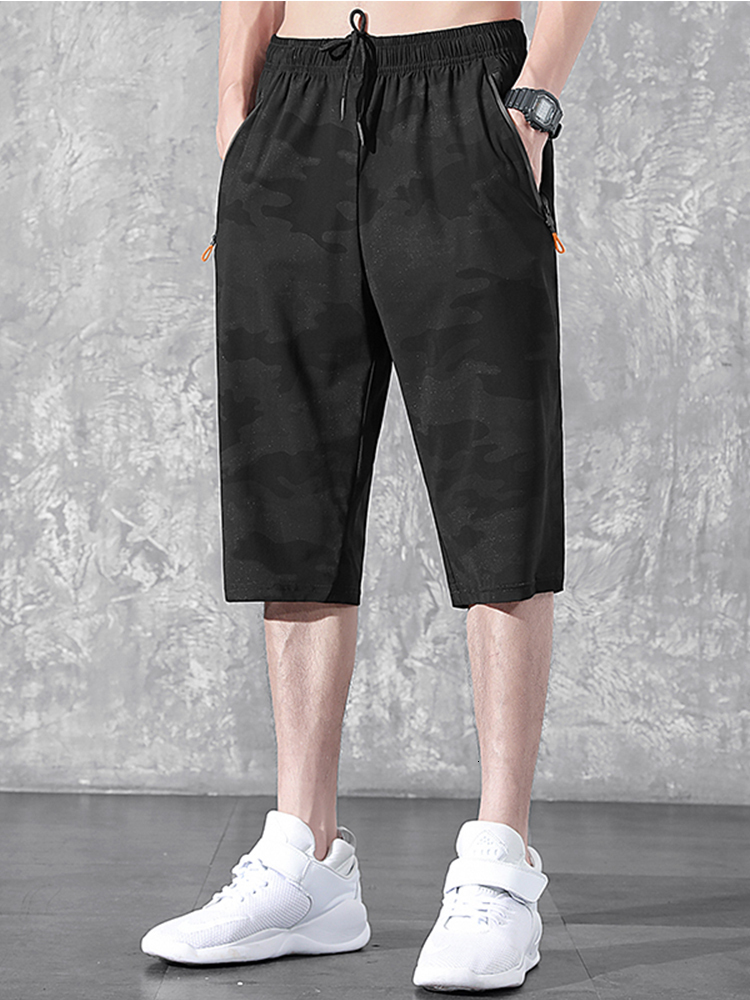 Men's Shorts Summer Black Camo Short Men's Sweatshirt Breathable Quick Drying Nylon Silk Short Men's Loose Casual Sweatshirt 8XL 230408