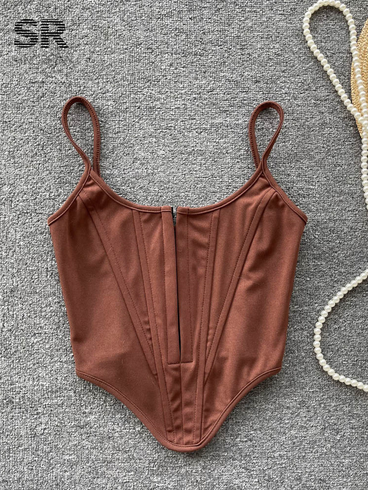 Camisoles Tanks SINGREINY Patchwork Slim Camisole Women Backless Strap Y2K Crop Top Zipper Streetwear Ladies Fashion Sexy Club Summer Tank Top 230420