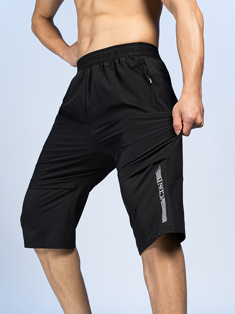 Men's Shorts Summer zippered pocket men's short sleeved sportswear breathable quick drying Capris pants stretch nylon fitness casual shorts 