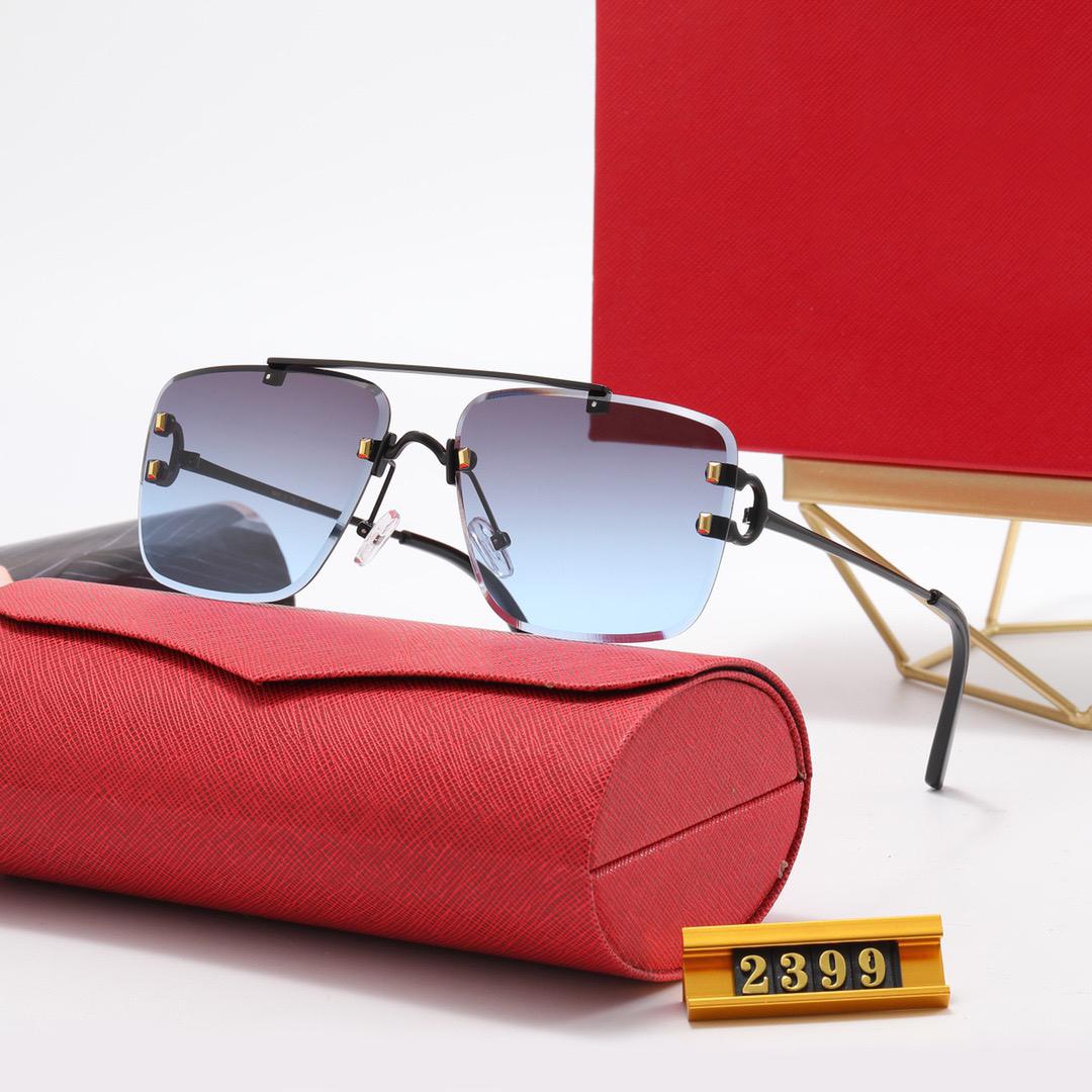 Semi Rimless Designer Sunglasses for Men Hardware Series Sunglass Metal Driving UV400 Rectangular Frame Acetate Sun Glasses Shape for Man Woman Eyewear Lunett
