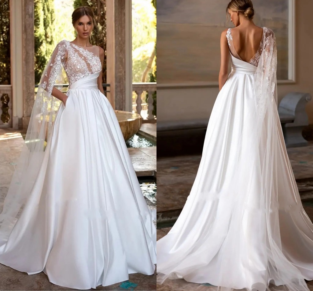 Sexy Bohemia Wedding Dress Vintage A-Line Lace Backless Bridal Gowns Lace Appliques Strap Ribbon Princess Bride Dresses Vestidos De Novia