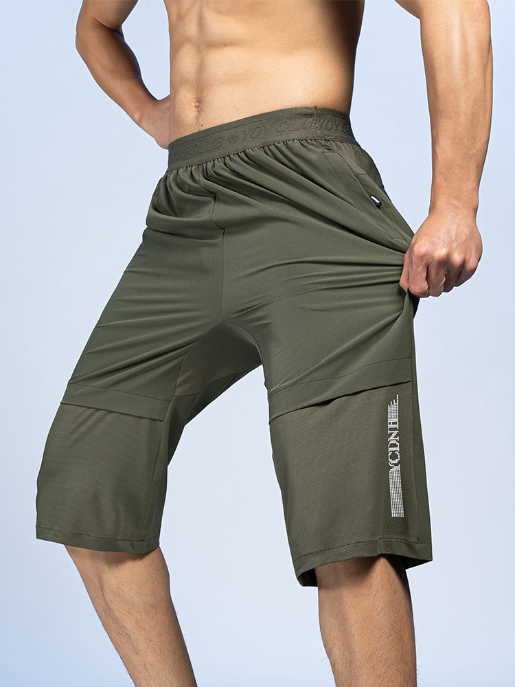 Men's Shorts Summer zippered pocket men's short sleeved sportswear breathable quick drying Capris pants stretch nylon fitness casual shorts 