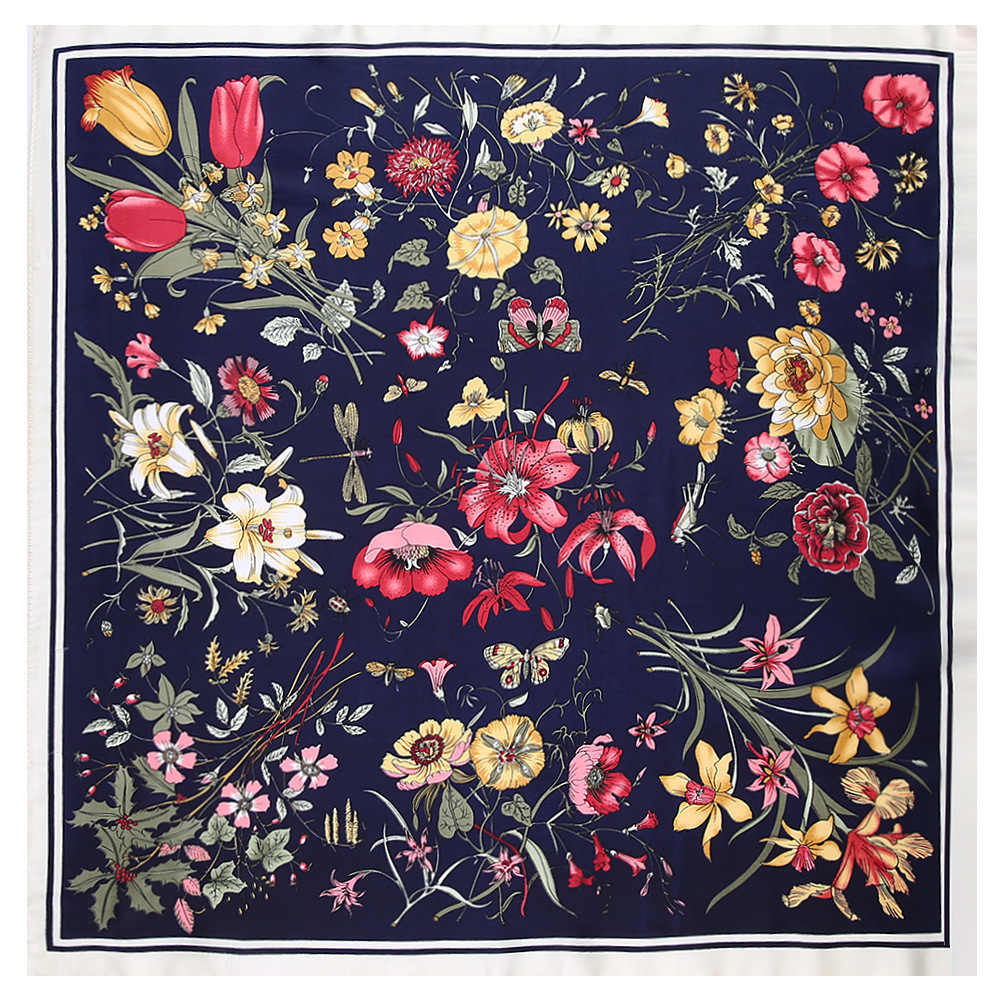 Scarves Maitong Silk Scarf 60cm * 60 Small Clear Lily Bouquet Flower Lady Simulation Silk Scarf Small Square Scarf 221010