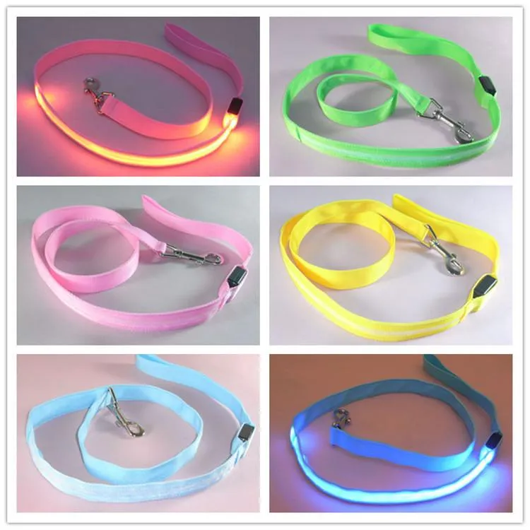 Pet Dog Collar Luminous Dogs leash Luminous Led Flashing Light Harness Nylon Safety Leash Rope pet supplies for small dog puppy c412 ZZ