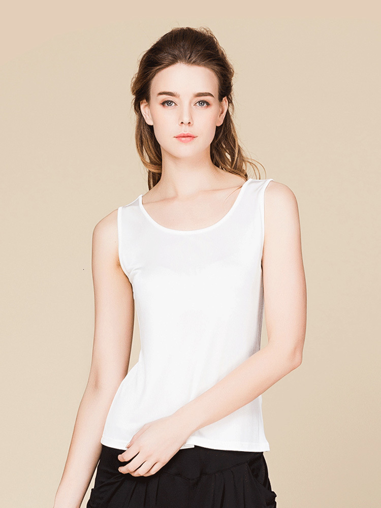 Camisoles Tanks SuyaDream Women Tanks Knitted Real Silk Solid Vest O neck Sleeveless Basic T Shirt Sprin Summer Tops 230413