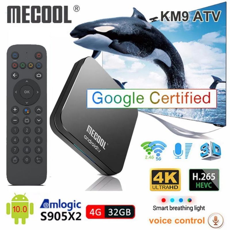 Mecool KM9 Pro ATV Android 10.0 Smart TV Box Amlogic S905X2 2GB DDR4 16GB 2.4G/5G WiFi Bluetooth TVbox Android10