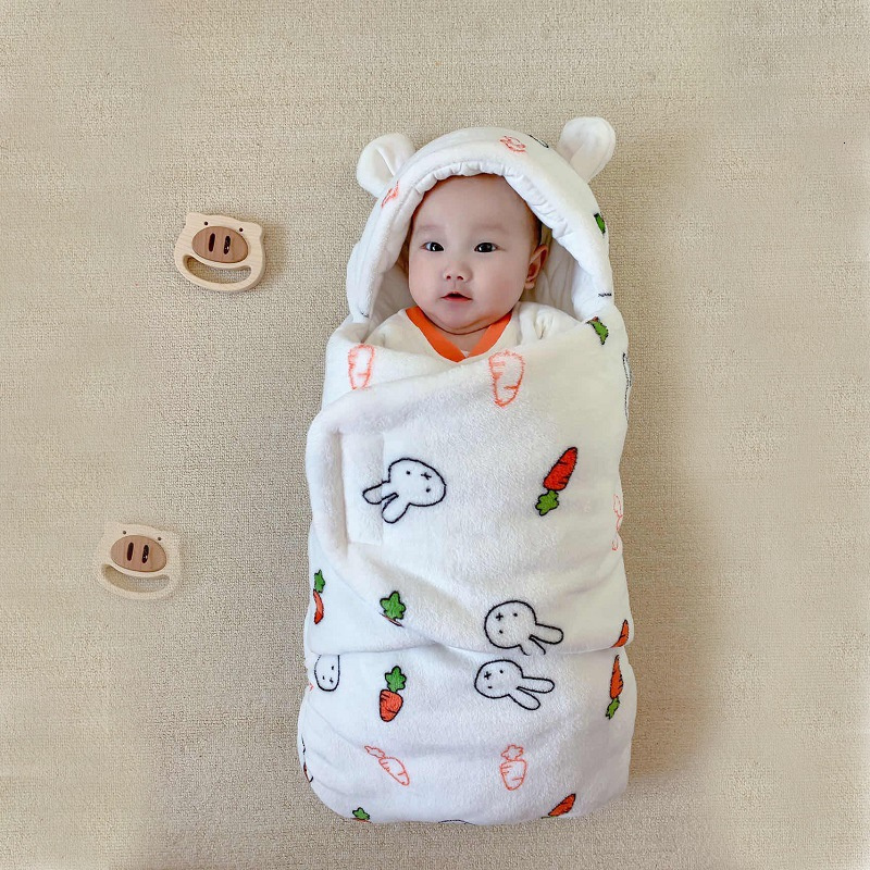 s Baby soft baby packaging blanket cashmere envelope baby cotton thick baby 0-12 months old 230407