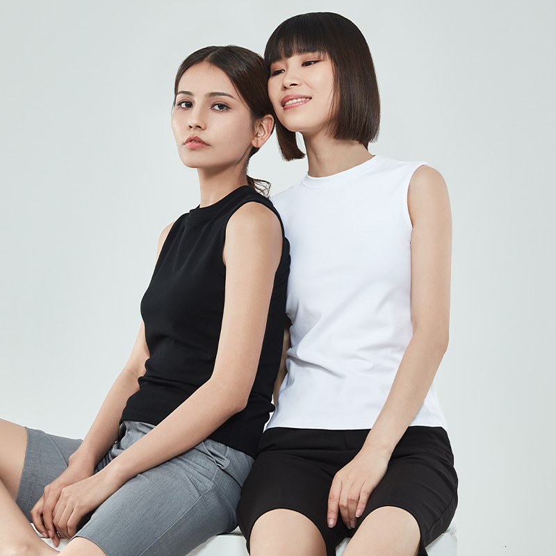 Camisoles Tanks Women's Sleeveless Turtle Neck Women's T-shirt Printed Mesh Women's Spring and Summer Top 230408