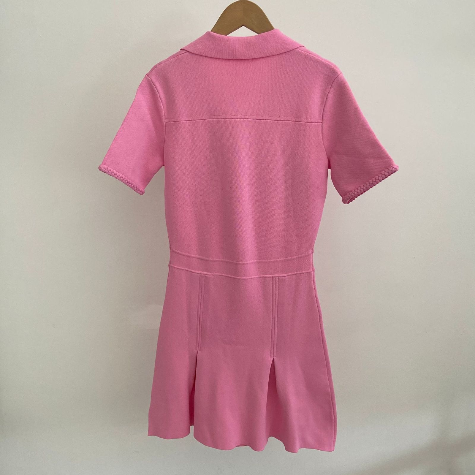 Casual Dresses Spring/Summer Dress Elegant Fashion Short Sleeve Polo Neck Pink Sweetheart Dress 230408