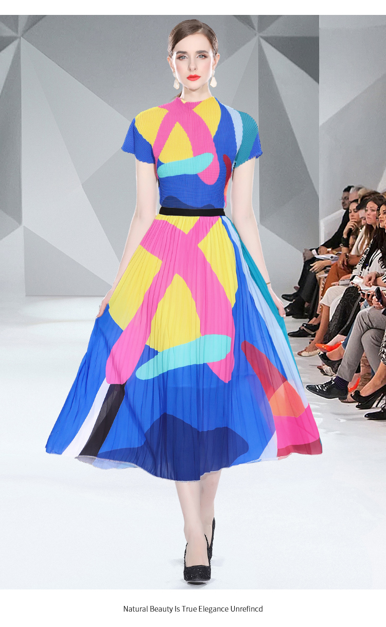 Vintage Blue Striped Two Piece Dress Women Sexy V-Neck Ruffle Short Tops High Waist Split Wide Leg Pants Female Suit New 2024