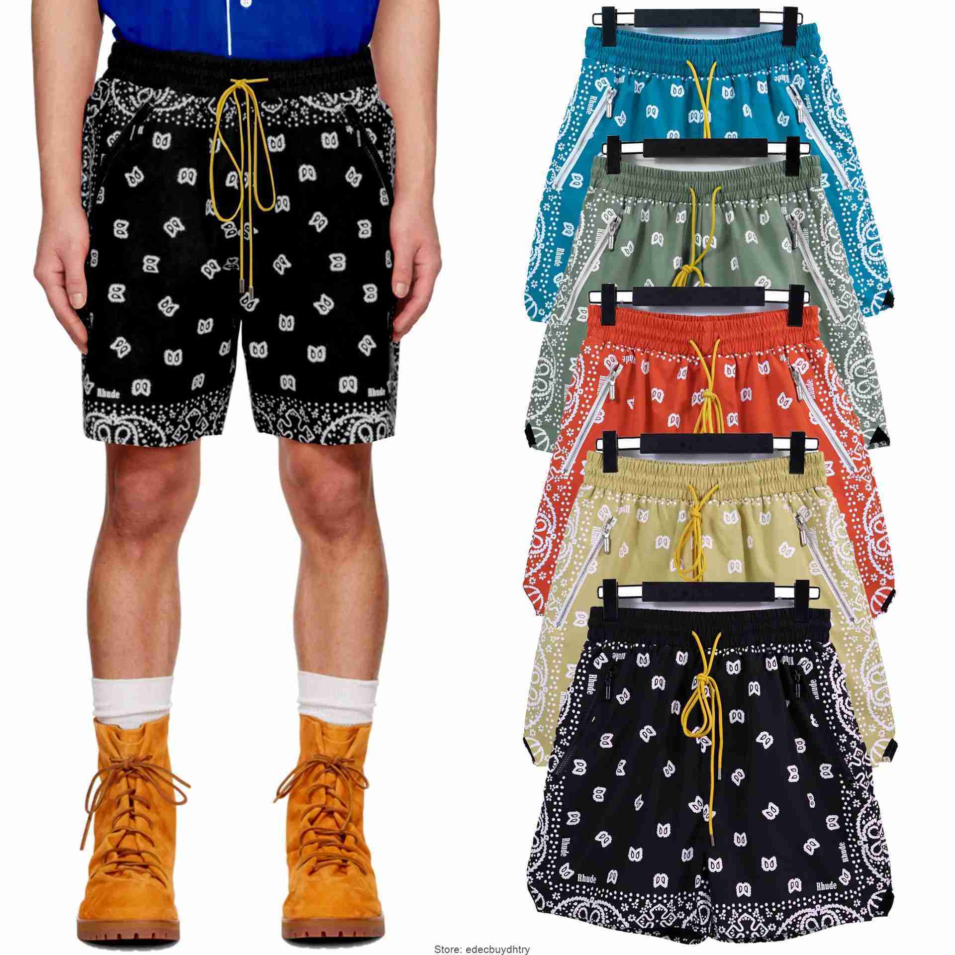 High Version Rhude MEN Shorts High Street Fashion Brand Personalized Printed Cashew Flower Men's And Women's Sports Casual Short Capris, Black
High Version Rhude MEN Shorts High Street Fashion Brand Personalized Printed Cashew Flower Men's And Women's Sports Casual Short Capris, Black