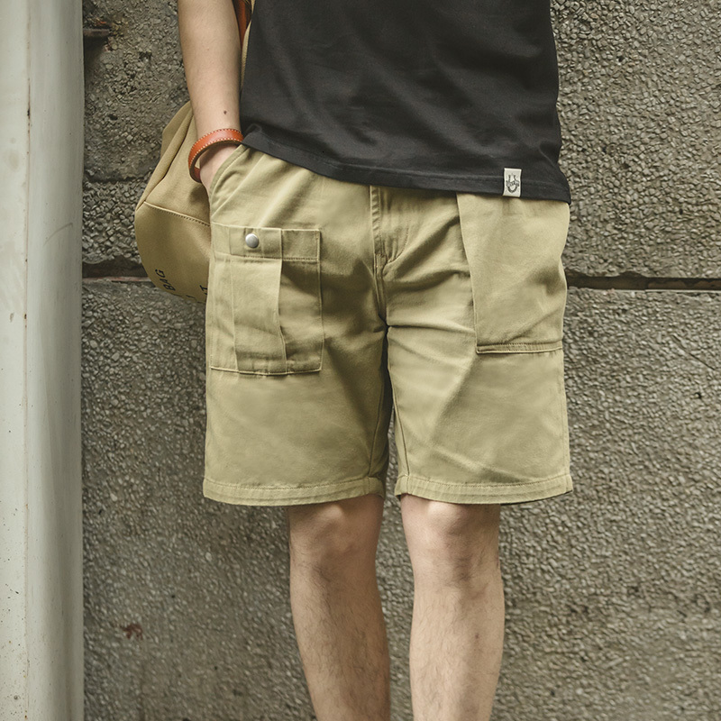 Men's Shorts Maden Big Pocket P37 Overalls Shorts Men's Ami khaki Casual Five Point Pants American Vintage Solid Men's 230408