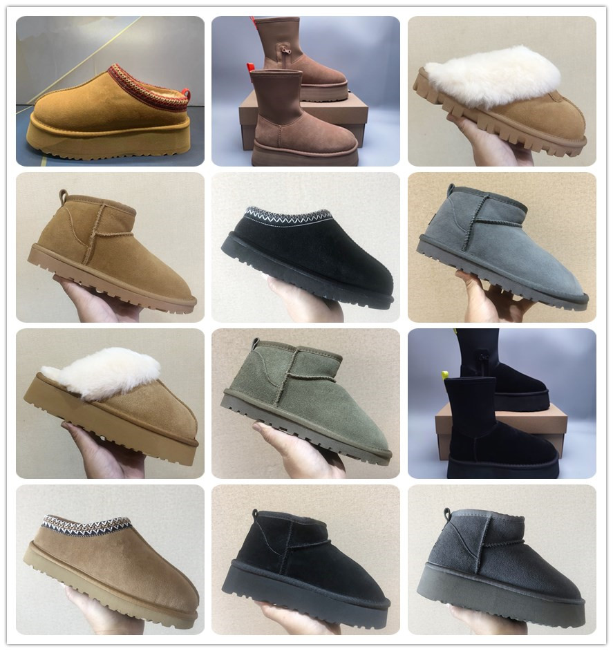 Boots Women Snow Boot Ankle Womens Platform Short Fur Sheepskin Tasman Tazz Chestnut Sand Mustard Seed Beige Winter grey Classic Ultra plush solid